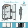 thumbnail image 3 of Gymax Wooden Cat House 72'' Indoor Outdoor Kitten Enclosure Kennel Condo on Wheels Grey, 3 of 10