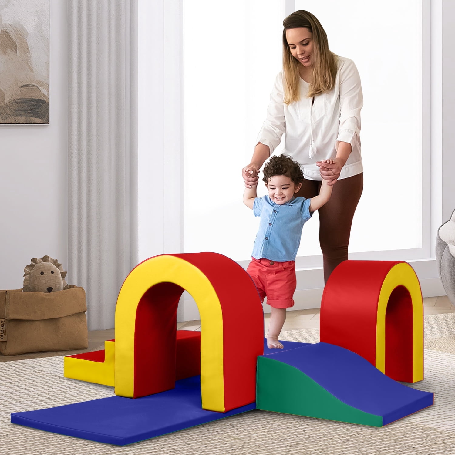 LINLUX 10PCS Toddler Climbing Foam Block, Soft Foam Building Blocks for Kids, Baby Climbing Toys