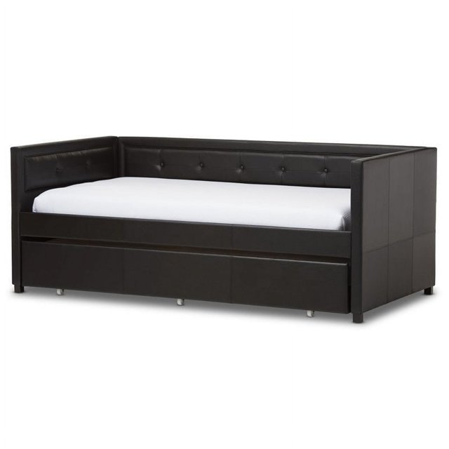 Frank Faux Leather Twin Daybed in Black