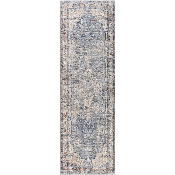 BoutiqueRugs Salmo Traditional Runner Rug - Navy, Denim, Gray - 2'7" x 10' Runner