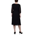 thumbnail image 2 of NY Collection Women's Petite Black 3/4 Sleeve Clip Dot Dress, 2 of 3