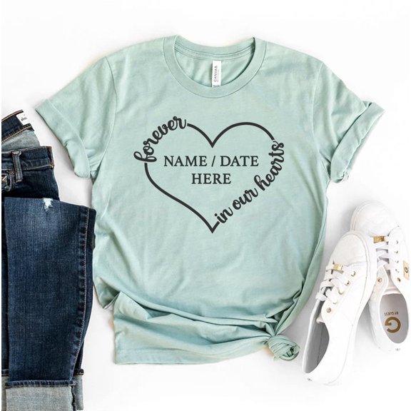 Forever In Our Heart T-shirt Custom Date Shirt Love Gift Couple Tee Valentines Top Romantic Name Spiritual Apparel T-shirts Family