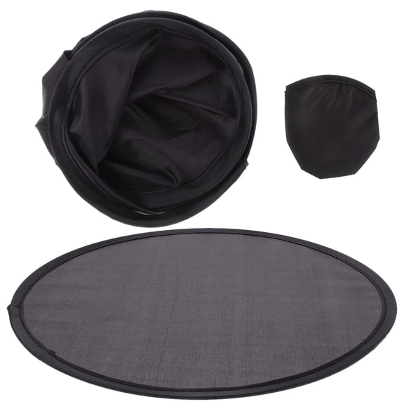 STRANDCHIC Folding Hand Fan Round Folding Fan Black Plastic 2Pcs 9.8In