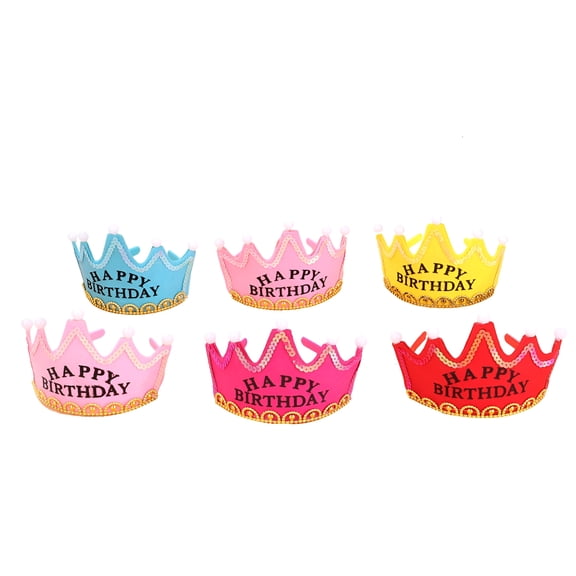 BESTSKY 6PCS Lovely Crown Party Tiara Light Up Flashing LED Crown Hairband Hair Headband Birthday Party Supplies (Random Color)