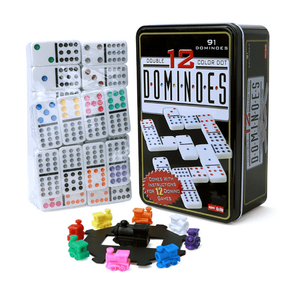 Mexican Train Dominoes Game, Dominoes Set of 91 pieces in 12 Colors