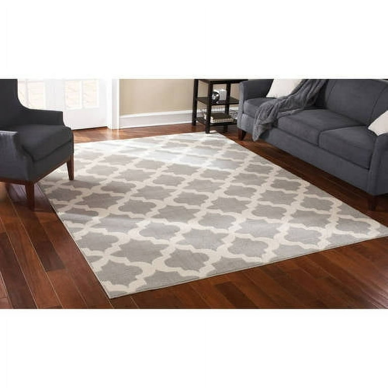 Garland Quatrefoil 5 x 7 Silver/IVory Indoor Trellis Area Rug Garland Quatrefoil 5 x 7 Silver/IVory Indoor Trellis Area Rug
