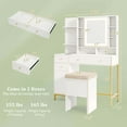 thumbnail image 3 of Costway Makeup Vanity Desk with Lighted Mirror Charging Station 3-Color LED Lights, 3 of 9