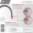 thumbnail image 5 of Single Handle Brushed Stainless Steel Pull Down Kitchen Faucet with Water Tap, 5 of 9