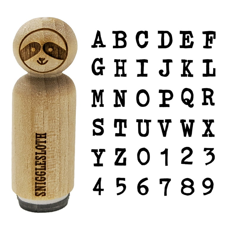 Cute Typewriter Font Letters and Numbers Rubber Stamp for