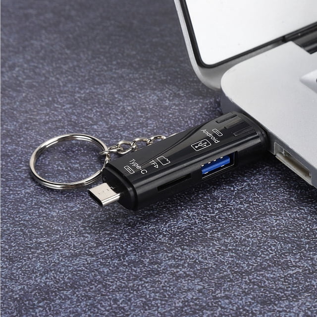 5 en 1 Lector de Tarjetas de Función Memoria Mini Trípode Delgado Tipo C OTG USB20 Multi Micro Adaptador Negro