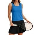 thumbnail image 6 of Split Open Back Tank Tops for Women Workout Athletic Gym Casual Crewneck Sleeveless Shirts Activewear Sports Gym Top Sky Blue M, 6 of 8