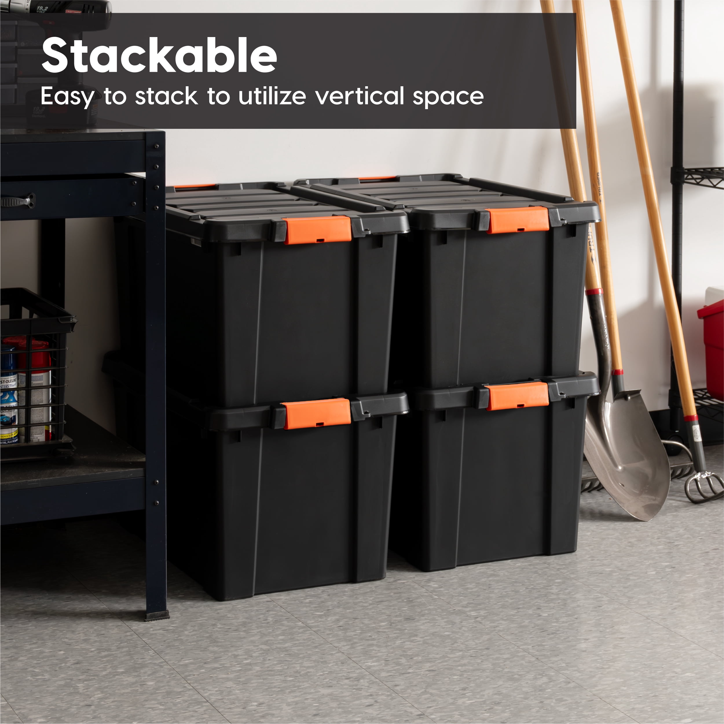 IRIS 19 Gal. Plastic Storage Bins with Lids, Latching Totes, Heavy Duty Containers 4Pk