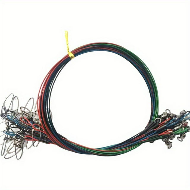Steel Fishing Wire 125Lb Heavy Duty Saltwater Fish Leader with Swivel And Snap Mixed Color