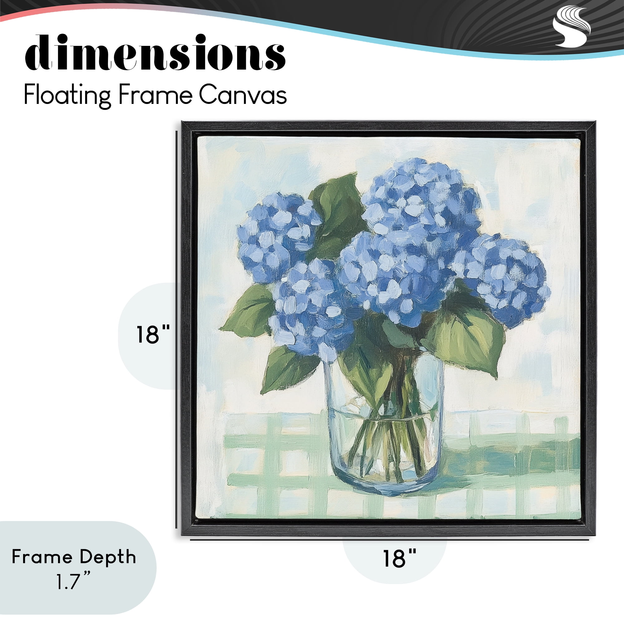 Stupell Industries Quaint Picnic Hydrangeas Black Framed Floater Canvas Wall Art, design by Petal Prints Design