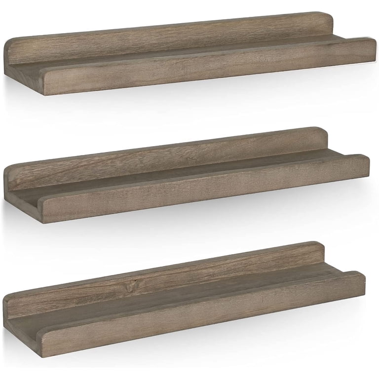 Sfugno Wood Picture Ledge Shelves, Set of 3, Gray photo 3