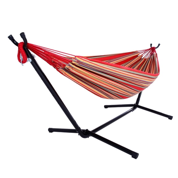 Red Polyester Hammock with Portable Stand