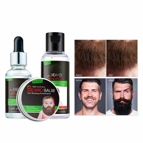 Kit Para El Cuidado De La Barba, Suaviza El Kit De Barba Para Hombres Con Bálsamo De Aceite Y Champú De Limpieza Profunda Para Uso Diario