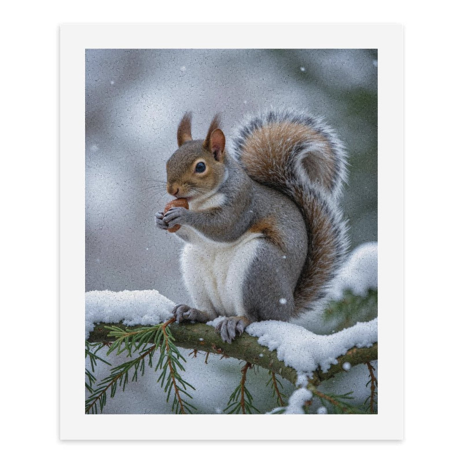 Paint by Numbers Kit for Adults, Squirrel Winter Snowy Branch Acorn Paint by Numbers, Easy Paint by Numbers Kit for Adults Beginner, DIY Adult Paint by Number Kits on Canvas, Home Decor