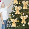 thumbnail image 4 of sruoe Christmas Tree Bow Decoration, Christmas Tree Topper, Velvet Bows for Christmas Tree, Gift Packag Bow Ribbon, Lightweight Hanging Christmas Bows for Home Front Door Party Decor, Gold, 4 of 6
