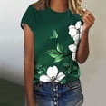 thumbnail image 2 of ZQGJB Plus Size Women Tops Dressy Cute Summer Floral Printed Casual Short Sleeve Oversized Crewneck T-Shirts Loose Comfy Pullover Blouse Multicolor#11 L, 2 of 5