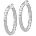 thumbnail image 2 of 14K White Gold Polished Twisted Oval Hoop Earrings - 39.6mm- Made In Italy, 2 of 6