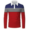 thumbnail image 4 of Ketyyh-chn99 Big and Tall Mens Shirts Long Sleeve Button Knitted Stripe Polo Shirts AU,2XL, 4 of 4
