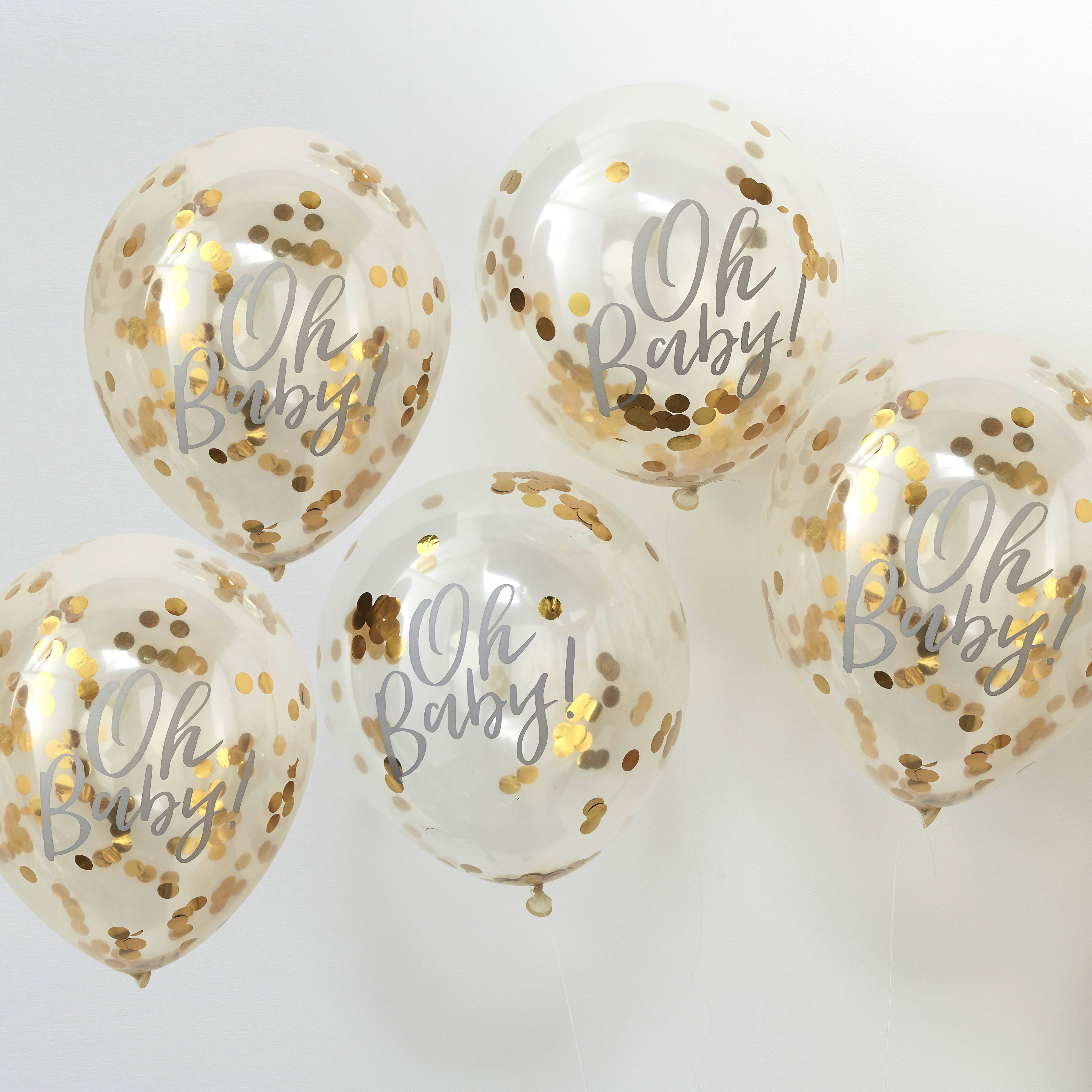 Ginger Ray Balloons 12" Confetti Gold Oh Baby!