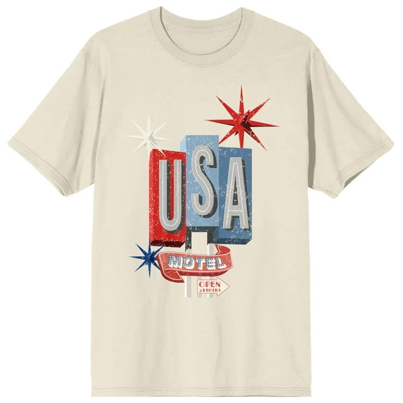 Americana USA Motel Men's Natural T-Shirt-Medium