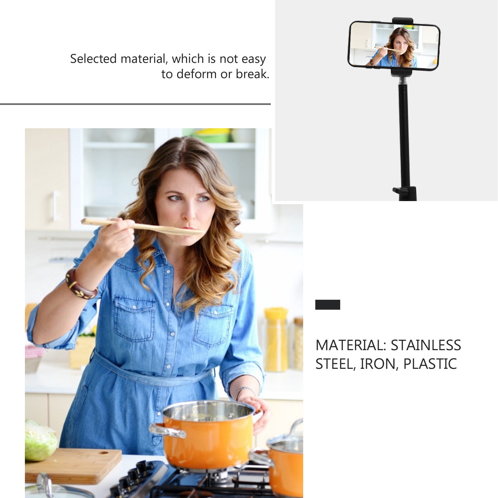 LABSERRON Multipurpose Phone Stand Stainless Steel Black Users of Smartphones Practical Design 1 Set