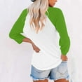 thumbnail image 4 of Womens V Neck T Shirt, 3/4 Sleeve Shirts for Women Fall Plus Size Casual Color Patchwork Raglan Sleeve Tees Tops, 4 of 6