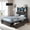 Black, variant on VanAcc Twin Farmhouse Bed Frame with Bookcase Headboard and 4 Drawers, LED Storage Bed with Charging Station & Linen Upholstered, Black
