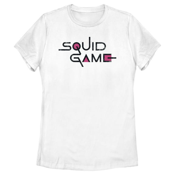 Women's Squid Game Distressed Logo White Graphic Tee White Medium