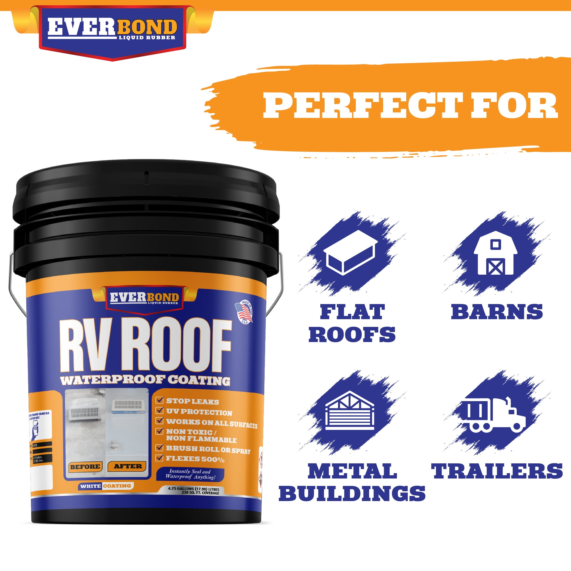 RV Roof Magic California VOC Compliant RV Roof Coating Liquid Butyl Rubber  Waterproof Sealant