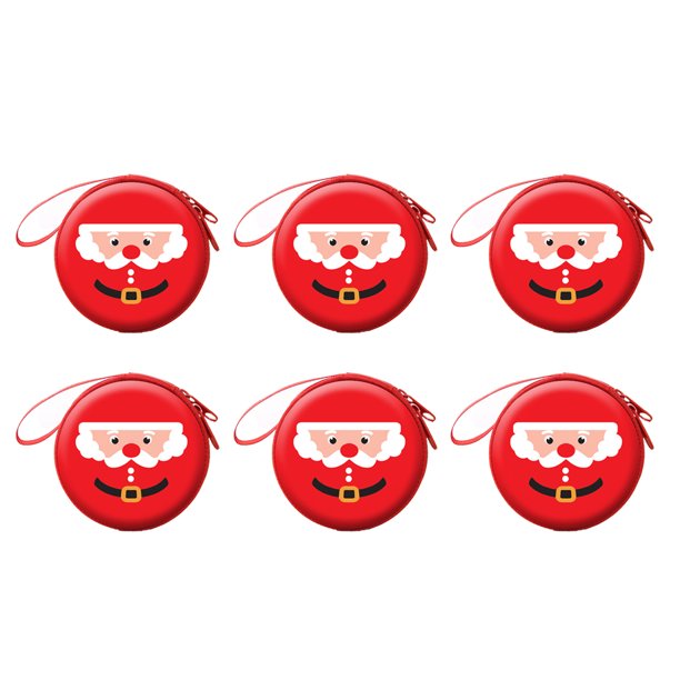 Mini monedero de 6 piezas, monedero de Navidad con cremallera, mini bolsas para llaves de dinero, bolsa de base de datos, cartera de Papá Noel para Navidad y Halloween, decoraciones navideñas,