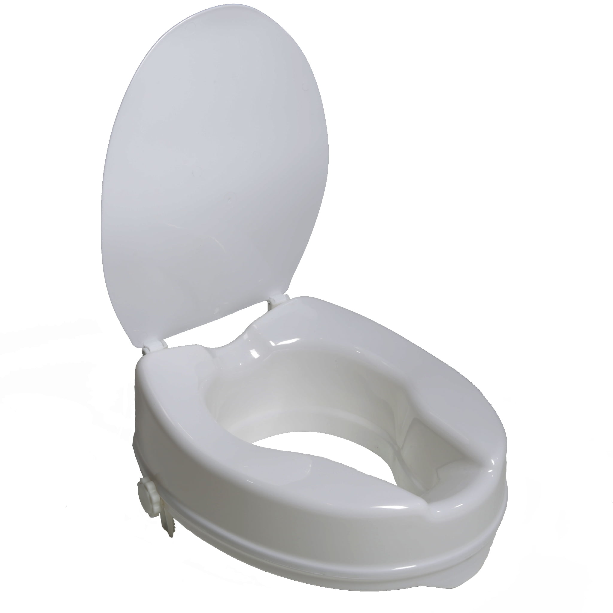 PCP Toilet Seat Riser with Lid, Lightweight Molded Construction, White