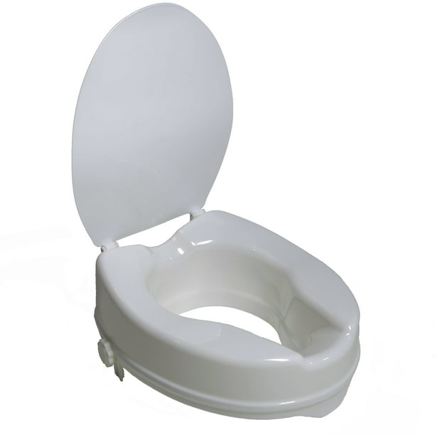 PCP Toilet Seat Riser with Lid, Lightweight Molded Construction, White