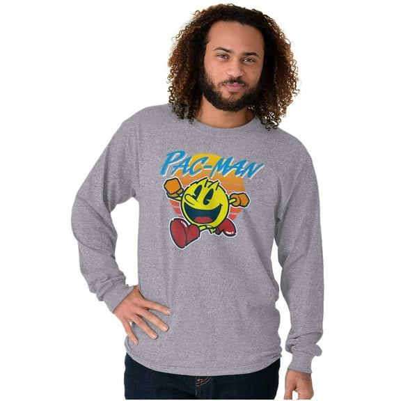 PACMAN Vintage Retro Video Game Long Sleeve TShirt Men Women Brisco Brands S