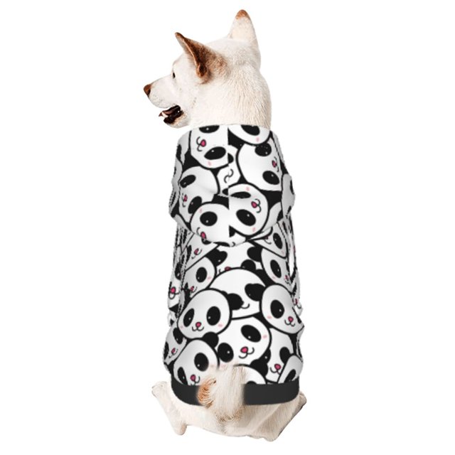 Fotbe Cute Panda Face Sudadera con Estampado para Perros Pequeños – Suéter con Capucha para Mascotas, Tela Suave de Forro Polar con Bolsillo-X-Large