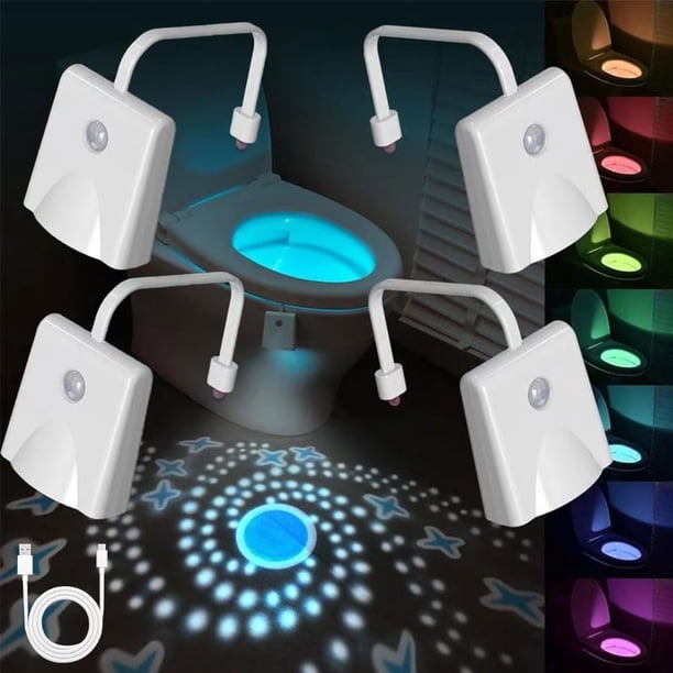 Luz de Sensor de Movimiento para Inodoro, Luz de Inodoro Consulbefor, Luz de Inodoro Recargable LED Dentro Del Inodoro Activada por Movimiento, Luz Inteligente de Proyección en Estrella Que Cambia de