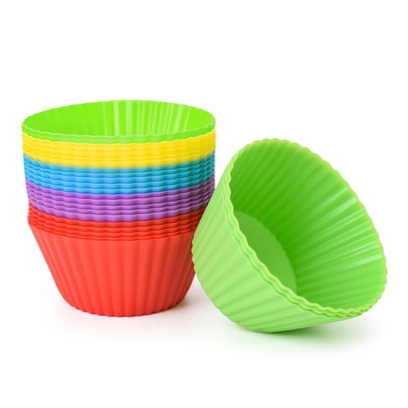 25-Piece Reusable Silicone Baking Cups - 5 Assorted Colors, Non-Stick Muffin Liners for Cupcakes, Muffins, Desserts