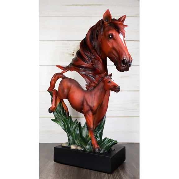 Ebros 15"H Wild And Free Stallion Horse Bust Statue On Museum Pedestal Base