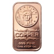 1 oz Liberty Head Copper Bar .999 Fine