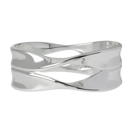 Atlantis Silvertone Sculptural Bracelet