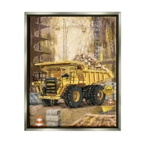 Stupell Industries Under Construction Site Transportation Painting Gray Floater Framed Canvas Art Print Wall Art, 25 x 31