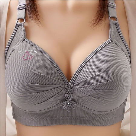 2024 Push Up Bras for Women Plus Size Full Coverage Bra Wireless High Support Sports Bralettes No Underwire Comfortable Breathable Full Support Everyday Bra 2024 Wear Soft Bras Gray M