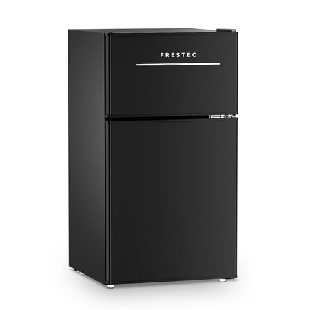 Frestec 3.2 Cu.Ft Compact Refrigerator, 2 Door, Black, Energy-Saving, Quiet, Mini Fridge