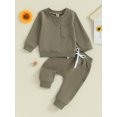 thumbnail image 2 of Bagilaanoe 2PCS Toddler Baby Boy Pants Set  Long Sleeve Sweatshirt Tops + Sweatpants 6M 12M 18M 24M 3T Kids Casual Sweatsuits, 2 of 9