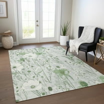 Addison Rugs Chantille Indoor/Outdoor Transitional Floral Mint Washable Rectangle Rug, 9' x 12'