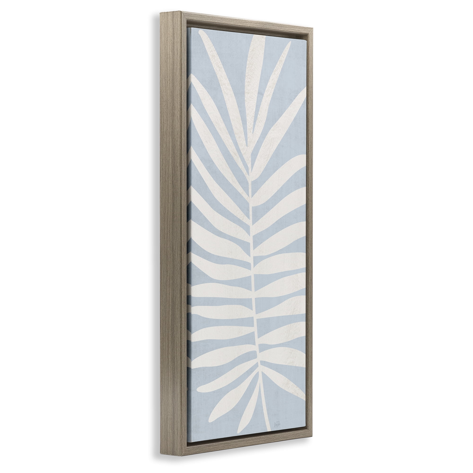 Stupell Industries Leaf Silhouette on Sky Blue Brown Framed Floater Canvas Wall Art, design by Natalie Carpentieri
