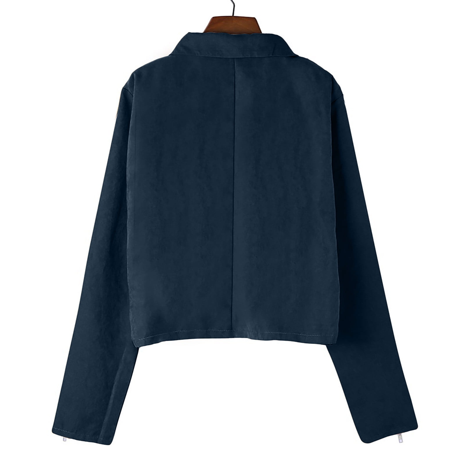 AGWOLF Faux Leather Jackets for Women Comfy Zip Up Plus Size Cropped Coats Lapel Long Sleeve Open Front Cardigan Coat Biker Moto Jacket